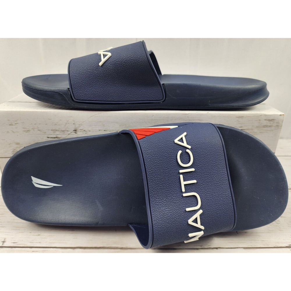 Nautica Slip On Open Toe, Red/White/Navy Blue 'Vador 2' Flip Flop, Men's Size 10
